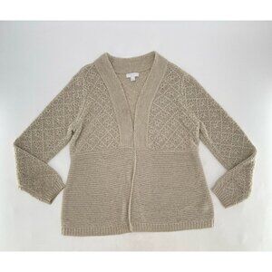 Charter Club Women’s Tan Brown Open Front Knit Cardigan Sweater Petite M‎